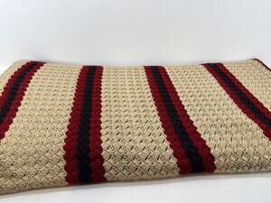 Handmade Crochet Blanket - Heavy Weight - Cream/Red/Black